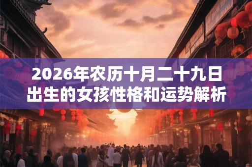 2026年农历十月二十九日出生的女孩性格和运势解析