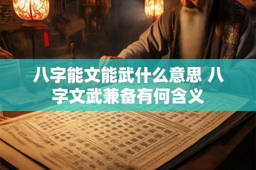 八字能文能武什么意思 八字文武兼备有何含义