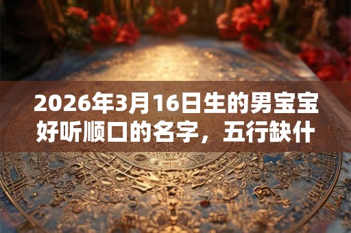 2026年3月16日生的男宝宝好听顺口的名字，五行缺什么？