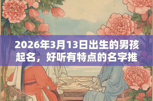 2026年3月13日出生的男孩起名，好听有特点的名字推荐
