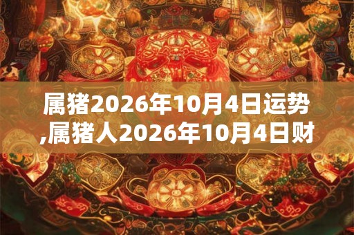 属猪2026年10月4日运势,属猪人2026年10月4日财运,生肖猪2026年10月4日运势