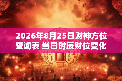 2026年8月25日财神方位查询表 当日时辰财位变化表