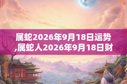 属蛇2026年9月18日运势,属蛇人2026年9月18日财运,生肖蛇2026年9月18日运势