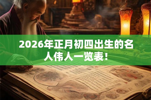 2026年正月初四出生的名人伟人一览表！