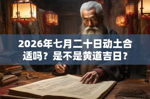 2026年七月二十日动土合适吗？是不是黄道吉日？
