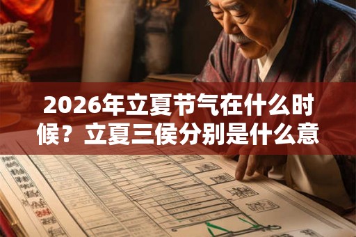 2026年立夏节气在什么时候？立夏三侯分别是什么意思？
