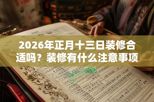 2026年正月十三日装修合适吗？装修有什么注意事项？
