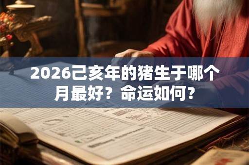 2026己亥年的猪生于哪个月最好？命运如何？