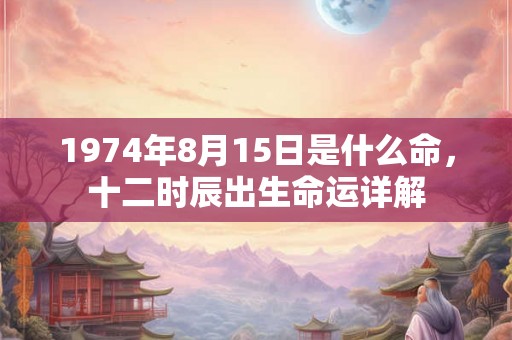 1974年8月15日是什么命，十二时辰出生命运详解