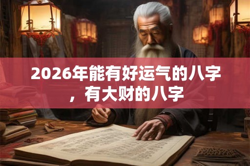 2026年能有好运气的八字，有大财的八字