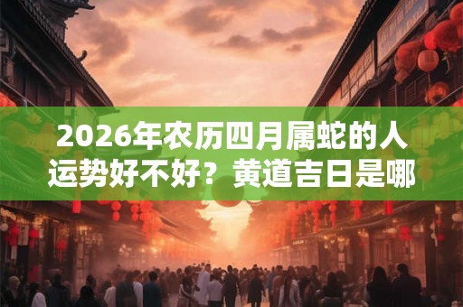 2026年农历四月属蛇的人运势好不好？黄道吉日是哪一天？