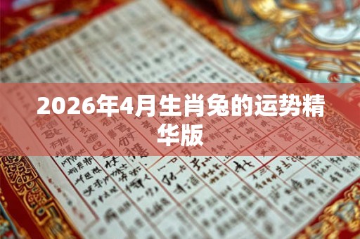 2026年4月生肖兔的运势精华版