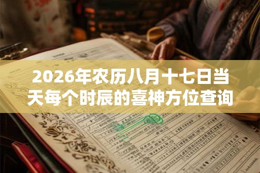 2026年农历八月十七日当天每个时辰的喜神方位查询 2026年农历八月十七日当天每个时辰的喜神方位查询
