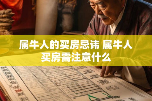 属牛人的买房忌讳 属牛人买房需注意什么