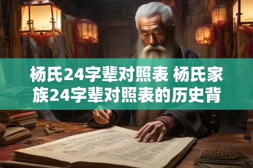 杨氏24字辈对照表 杨氏家族24字辈对照表的历史背景是什么