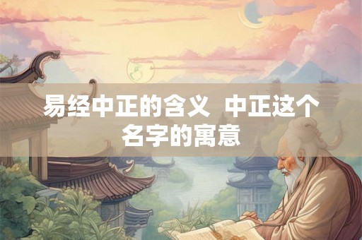 易经中正的含义  中正这个名字的寓意