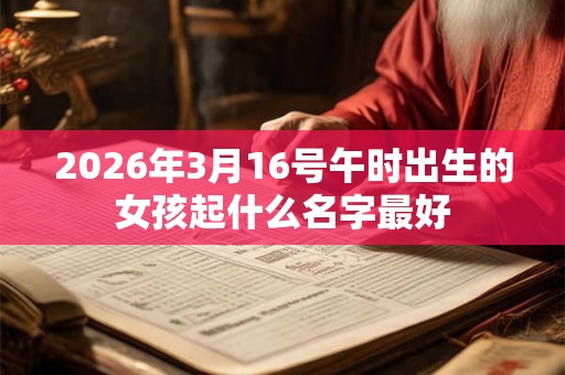 2026年3月16号午时出生的女孩起什么名字最好