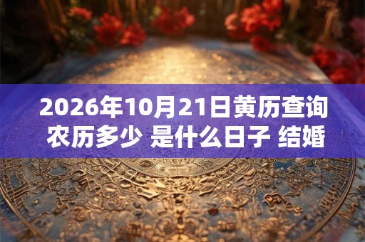 2026年10月21日黄历查询 农历多少 是什么日子 结婚吉时