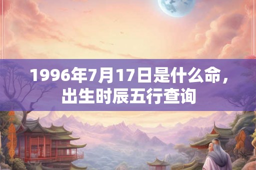 1996年7月17日是什么命，出生时辰五行查询