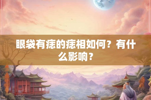 眼袋有痣的痣相如何?有什么影响? 眼袋有痣的痣相如何?有什么影响?