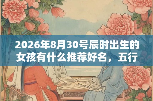 2026年8月30号辰时出生的女孩有什么推荐好名，五行属什么