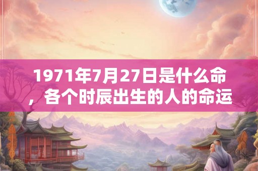 1971年7月27日是什么命，各个时辰出生的人的命运