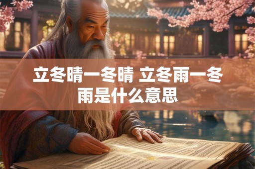 立冬晴一冬晴 立冬雨一冬雨是什么意思 立冬晴一冬晴 立冬雨一冬雨是什么意思
