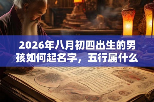 2026年八月初四出生的男孩如何起名字，五行属什么