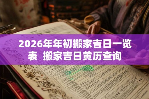 2026年年初搬家吉日一览表  搬家吉日黄历查询