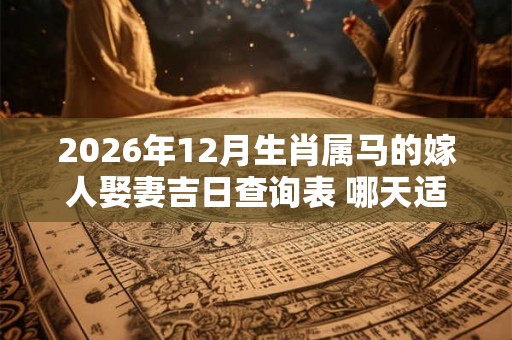 2026年12月生肖属马的嫁人娶妻吉日查询表 哪天适合领证 2026年12月生肖属马的嫁人娶妻吉日查询表 哪天适合领证