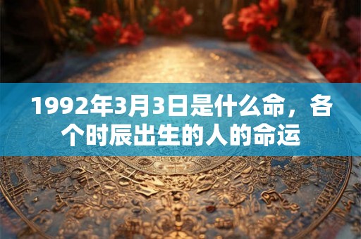 1992年3月3日是什么命,各个时辰出生的人的命运 1992年3月3日是什么命,各个时辰出生的人的命运