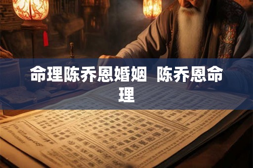 命理陈乔恩婚姻  陈乔恩命理