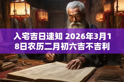 入宅吉日速知 2026年3月18日农历二月初六吉不吉利