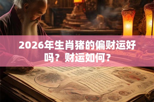 2026年生肖猪的偏财运好吗？财运如何？