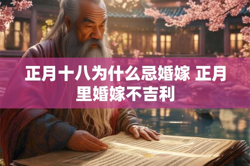 正月十八为什么忌婚嫁 正月里婚嫁不吉利
