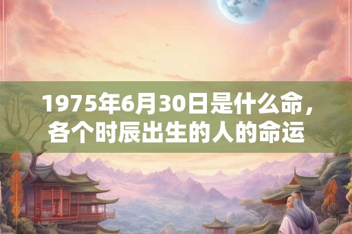 1975年6月30日是什么命，各个时辰出生的人的命运