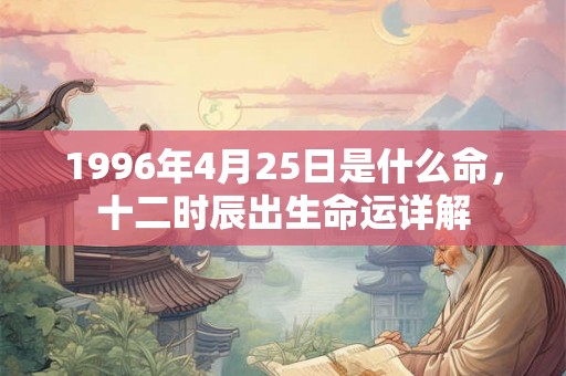 1996年4月25日是什么命，十二时辰出生命运详解