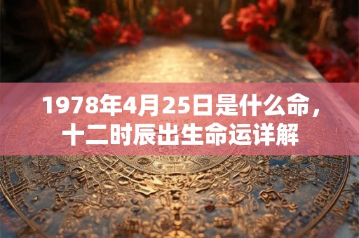 1978年4月25日是什么命，十二时辰出生命运详解