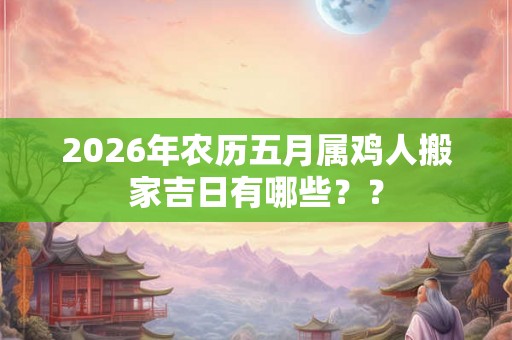 2026年农历五月属鸡人搬家吉日有哪些？？