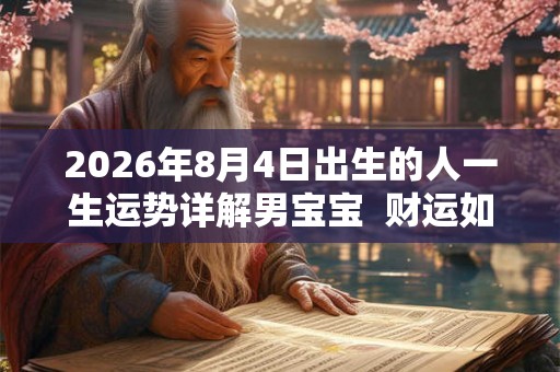 2026年8月4日出生的人一生运势详解男宝宝  财运如何