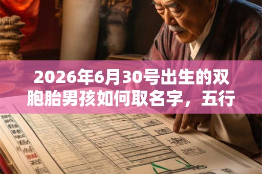 2026年6月30号出生的双胞胎男孩如何取名字，五行属什么