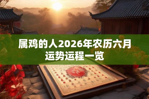 属鸡的人2026年农历六月运势运程一览