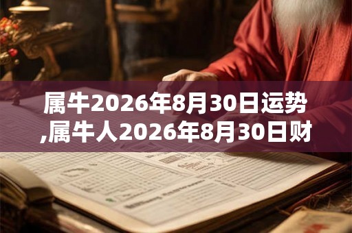 属牛2026年8月30日运势,属牛人2026年8月30日财运,生肖牛2026年8月30日运势