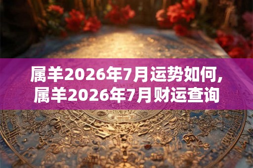 属羊2026年7月运势如何,属羊2026年7月财运查询