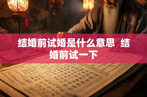 结婚前试婚是什么意思  结婚前试一下