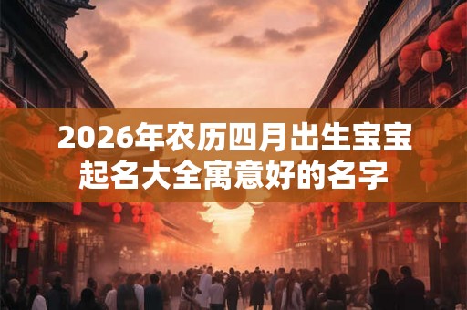 2026年农历四月出生宝宝起名大全寓意好的名字