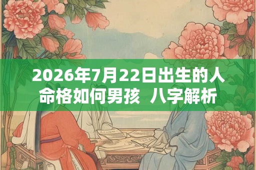 2026年7月22日出生的人命格如何男孩  八字解析