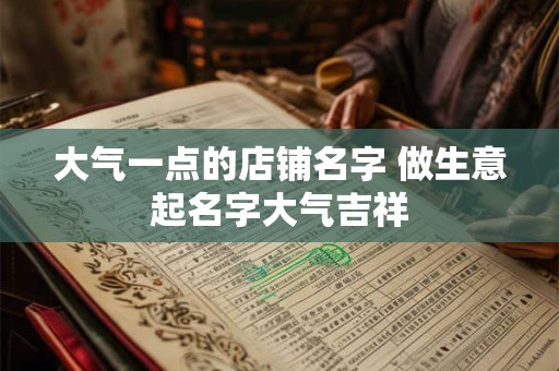 大气一点的店铺名字 做生意起名字大气吉祥