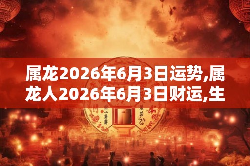 属龙2026年6月3日运势,属龙人2026年6月3日财运,生肖龙2026年6月3日运势