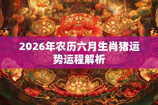 2026年农历六月生肖猪运势运程解析